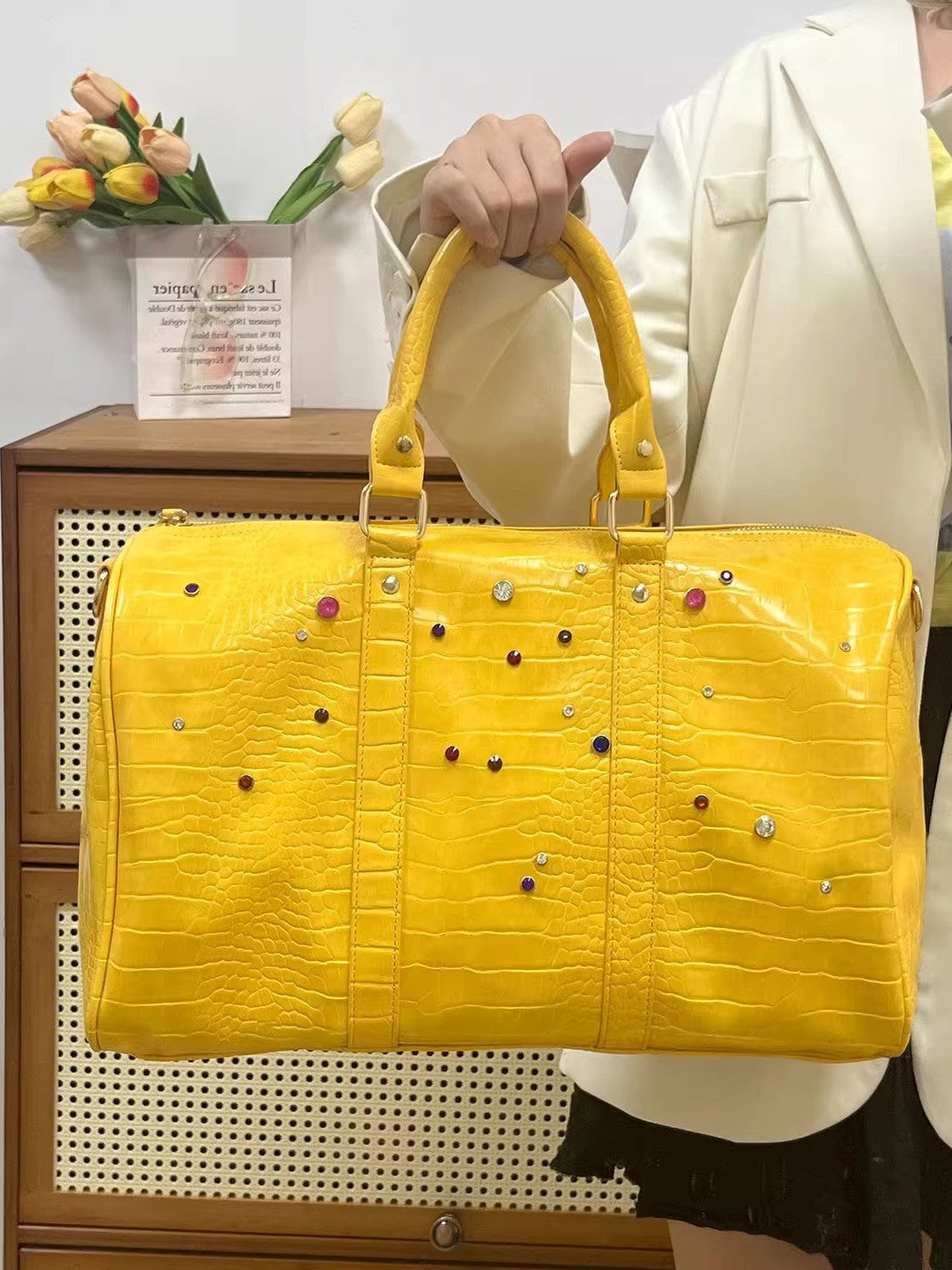 Women's & Men's Portable Large Capacity Crocodile Pattern Colorful Women's Handbag