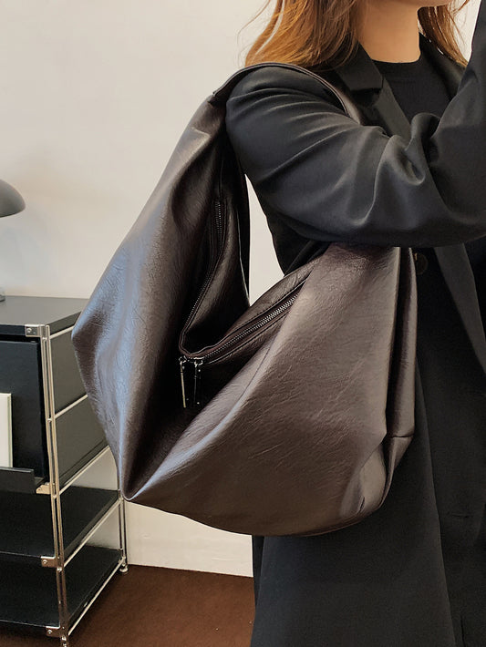 Women's Soft Leather Large Capacity Dumpling Trendy Tote Bag