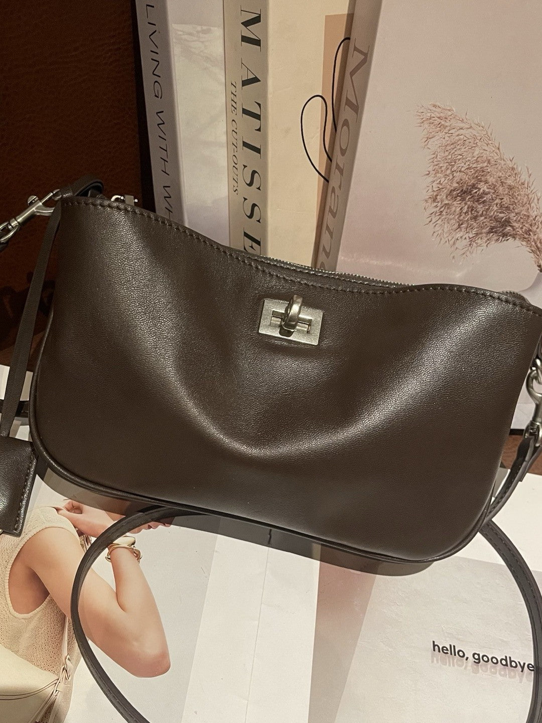 First Layer Vegetable Tanning Leather Kelly Genuine Underarm Bag