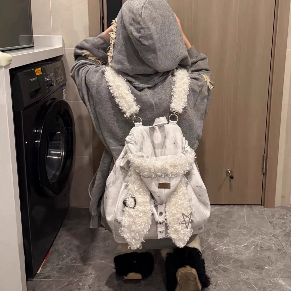 Women's Rabbit Ears Hat Large Capacity Versatile Women's Backpack