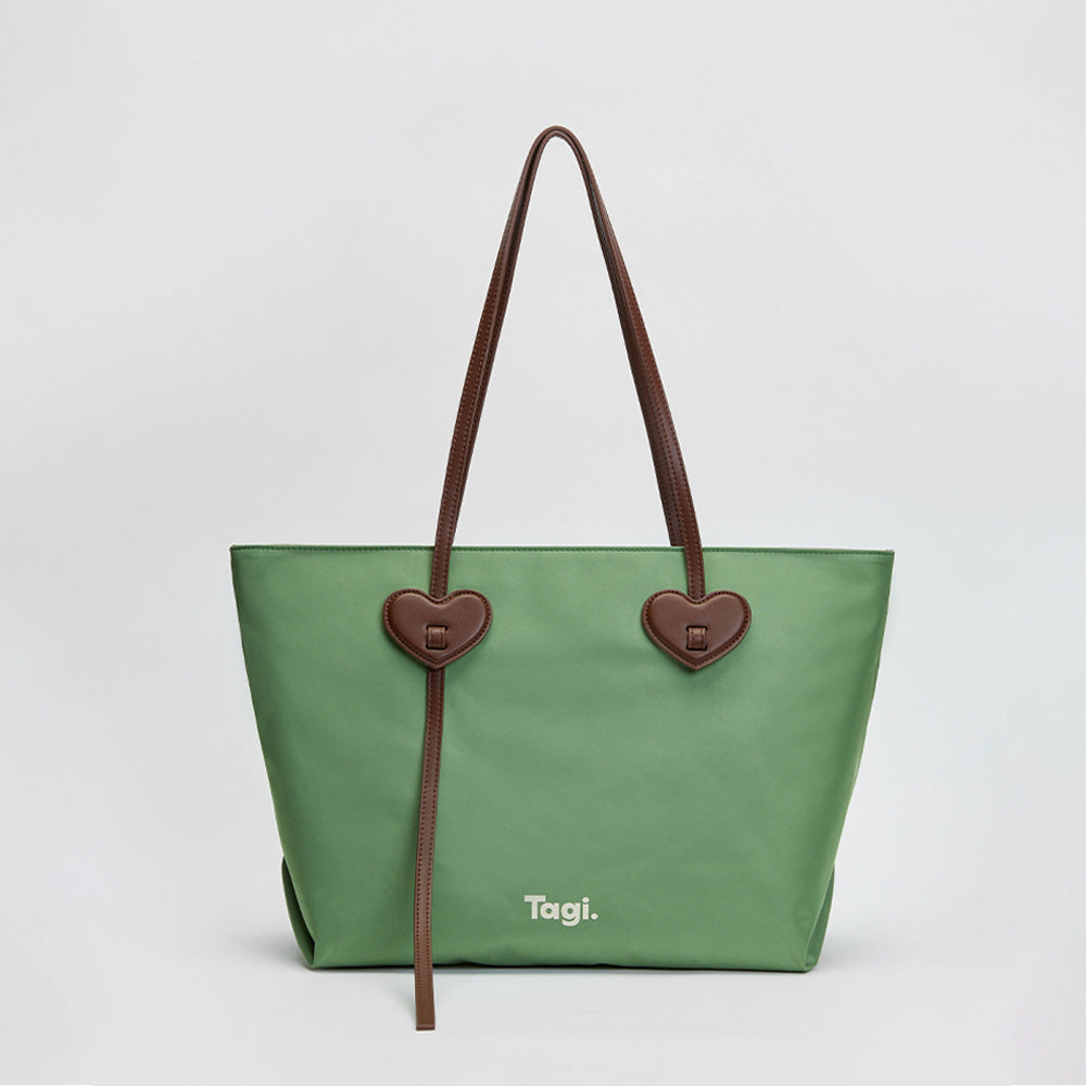 Happy Heart Nylon Large Capacity Waterproof Commuter Shoulder Bags
