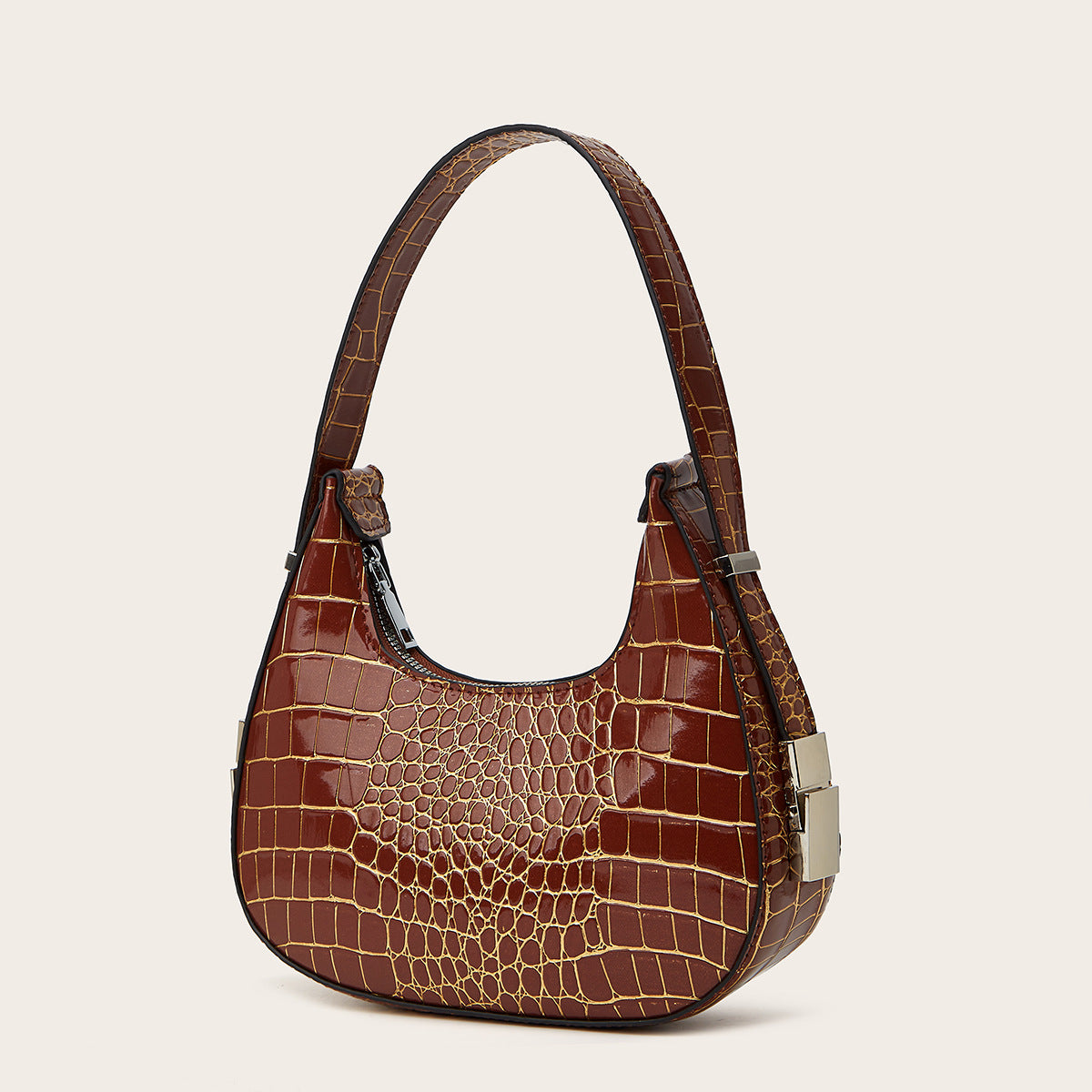 Women's Leisure Commute Moon Trendy Crocodile Pattern Fashionable Underarm Bag