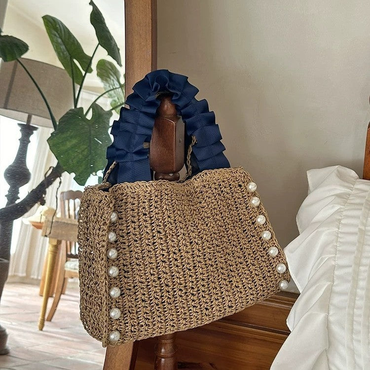 Women's Pearl Straw Female Hand-woven High Sense Bags