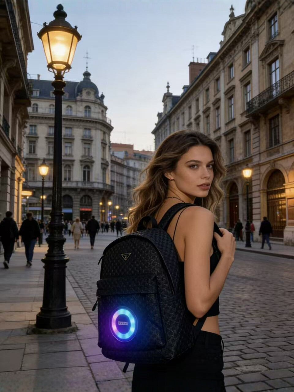 Women's & Men's Built-in Speaker Colorful Luminous Large Capacity Waterproof Leisure Backpack