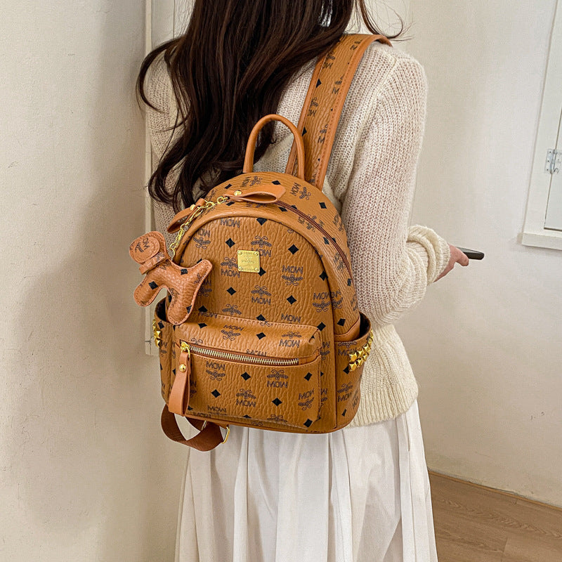 Korean Style Fashionable Retro Classic Presbyopic Letter Backpacks