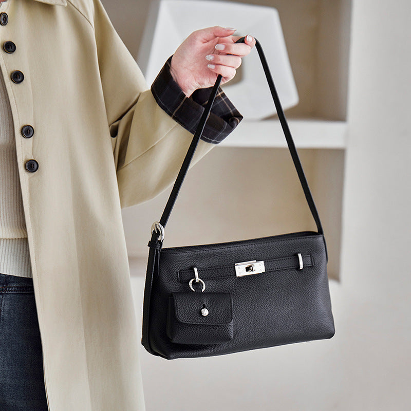 Women's Cowhide Kelly Commuter Underarm Portable Oblique Women's Messenger Bag