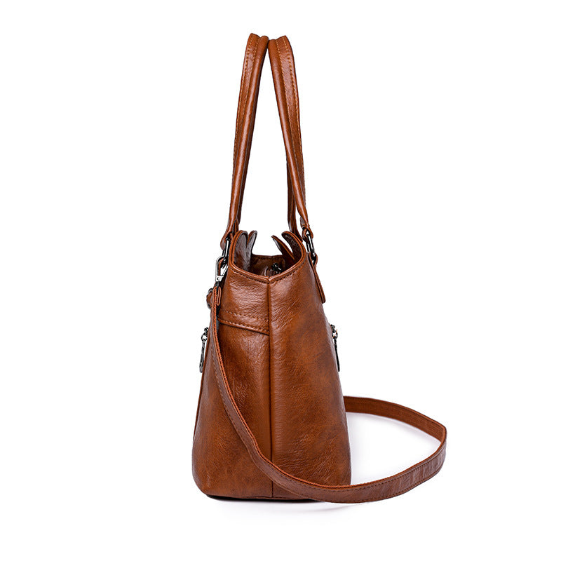 Women's Trendy Soft Leather Simple Large Capacity Totes Shoulder Bags