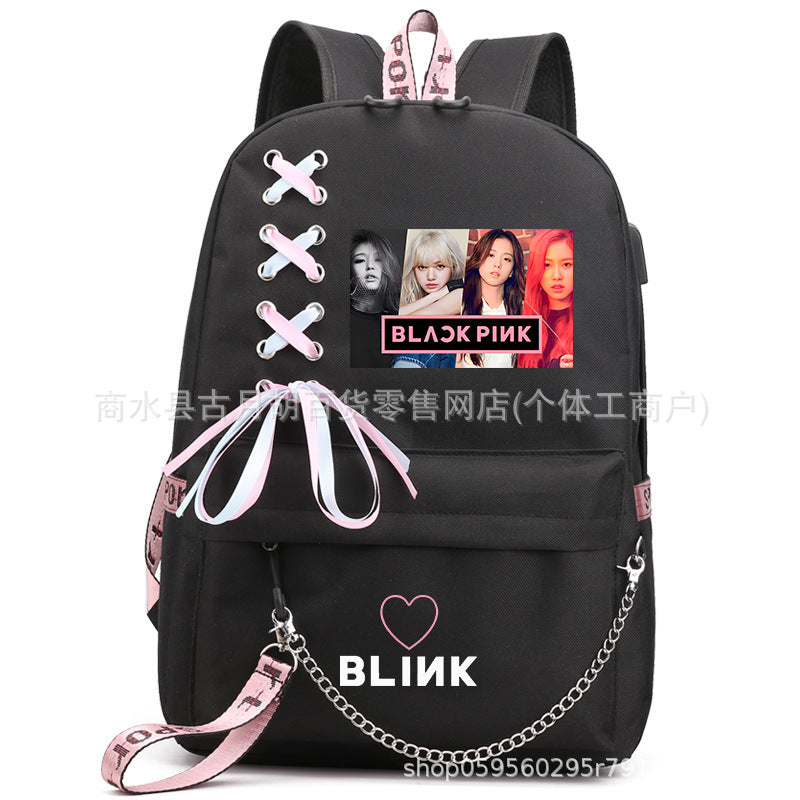 Pink Black Kim Jin Jenny Park Printed Burden Backpacks