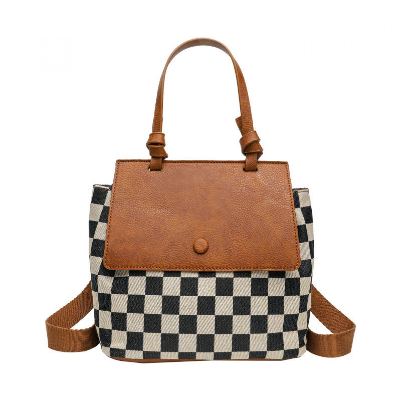 Chessboard Plaid Female College Large Capacity Leisure Women's Backpack