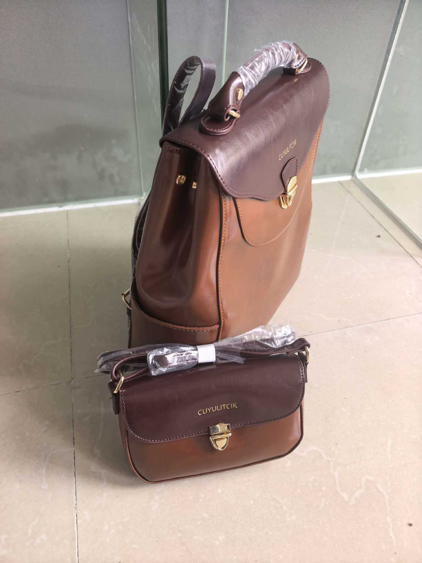 Women's Retro Contrast Color Croissant Handmade Genuine Leather Bags