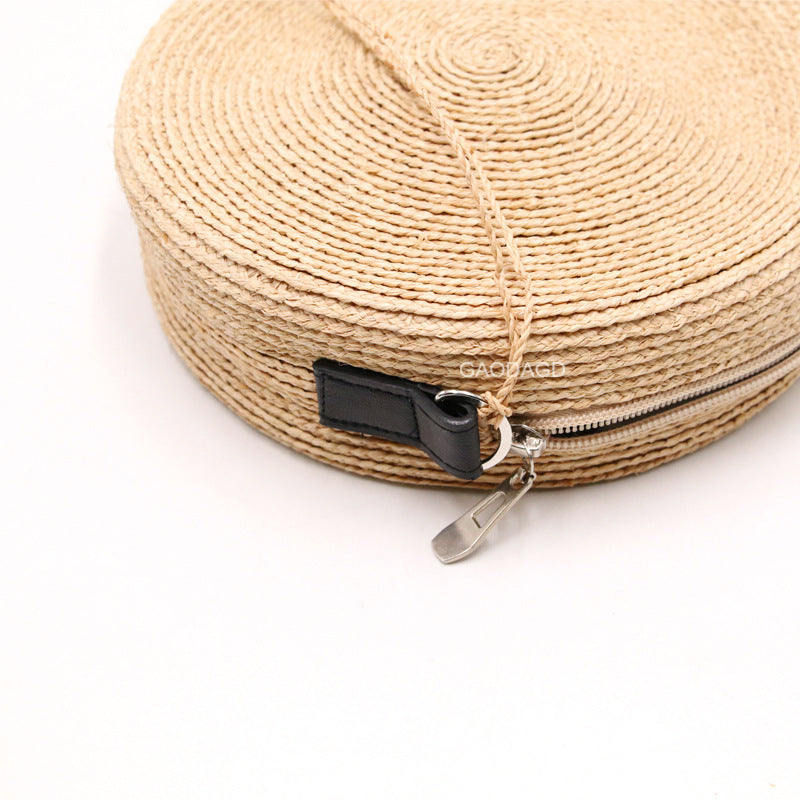 Women's Summer Versatile Raffia Round Commuter Adjustable Women's Messenger Bag