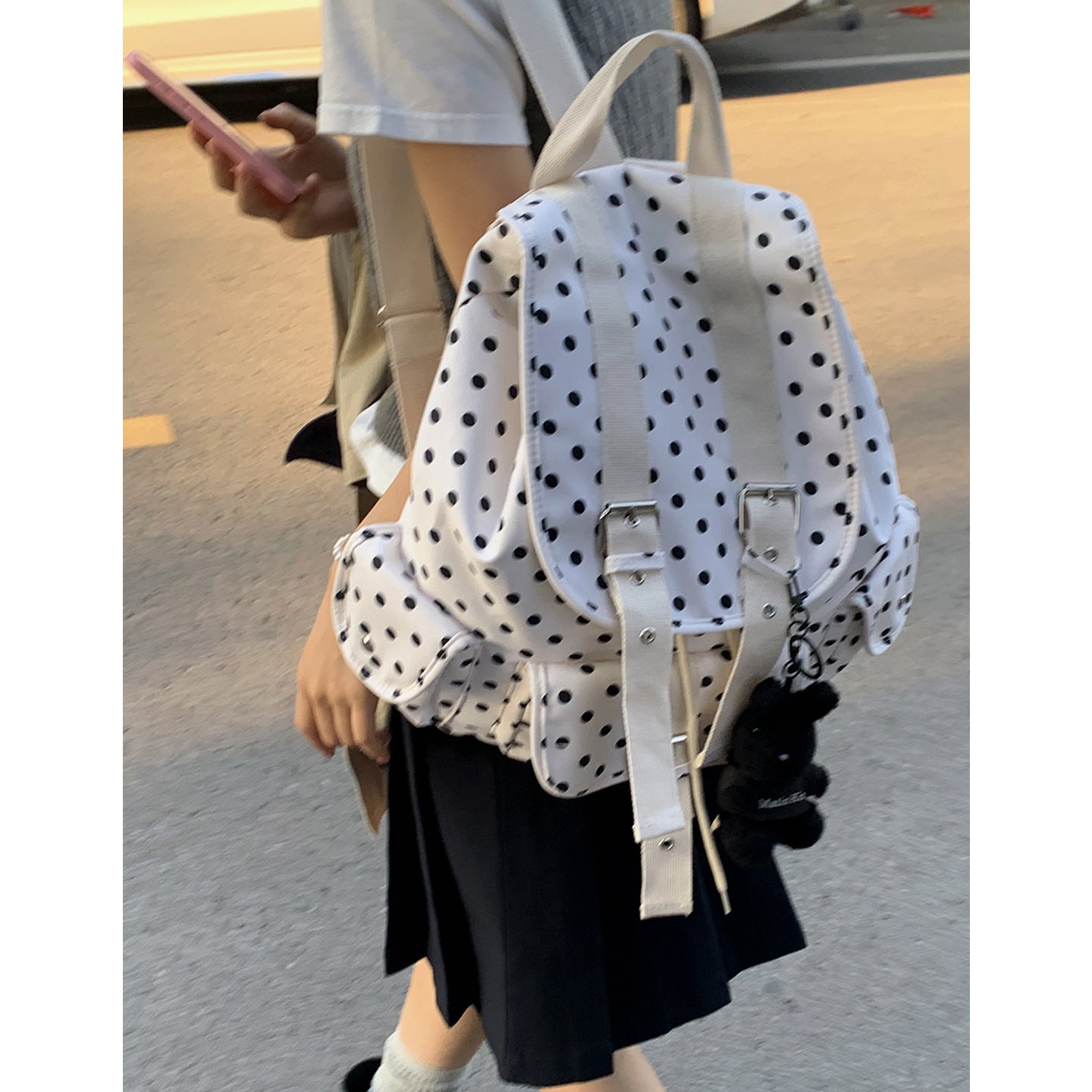 Women's Style Preppy Leisure Canvas Polka Dot Backpacks
