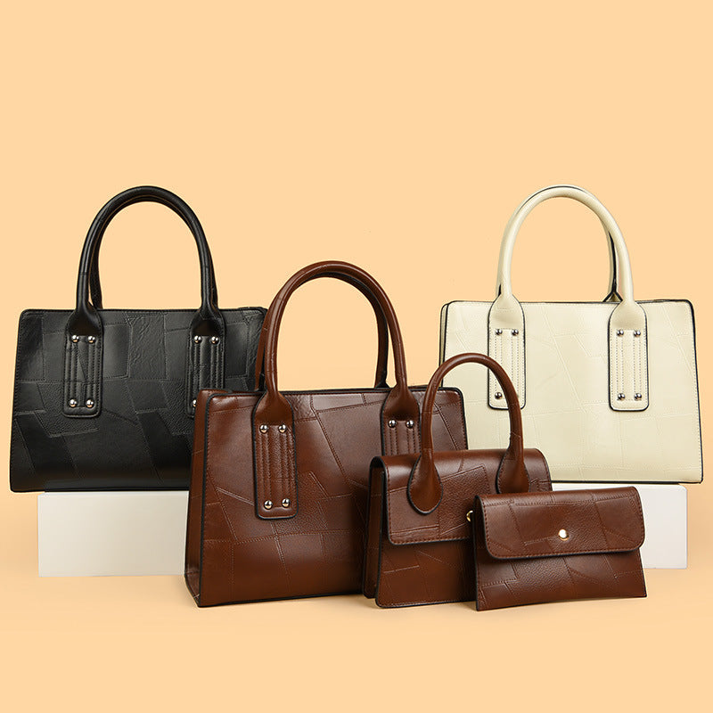 Women's Retro Large Capacity Match Sets Stitching Women's Handbag