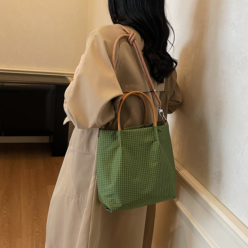 Women's Climbing Rope Elegant Plaid Nylon Canvas Women's Handbag