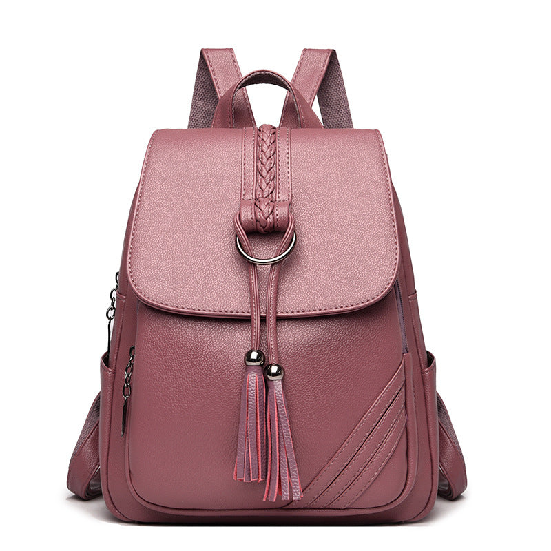 Women's Spring Texture Korean Fashion Simple Large Women's Backpack