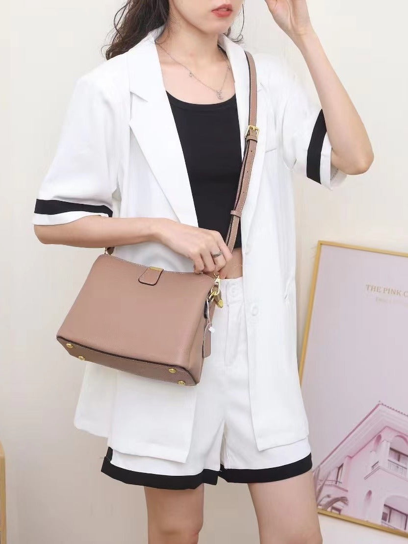 Women's Fashion Cattle Leather Trendy Commute Genuine Wide Bags