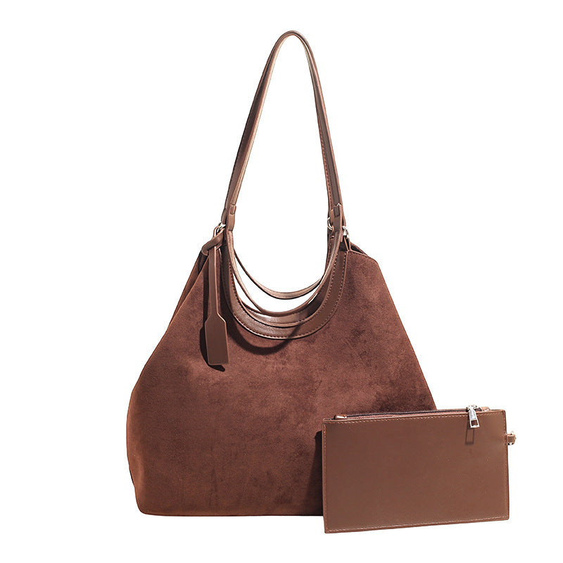 Women's Suede Large Capacity Underarm Retro Mother Bucket Bags