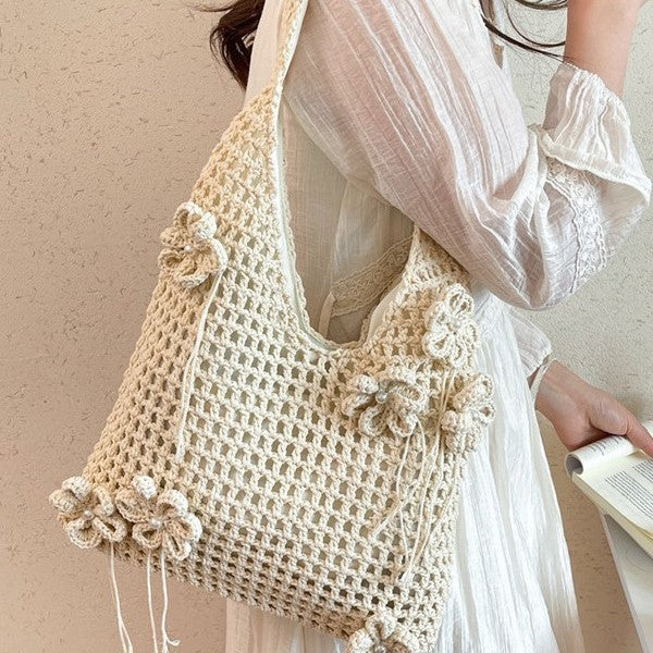 Women's Woven Hand Crocheted Hollow Seaside Daily Women's Messenger Bag
