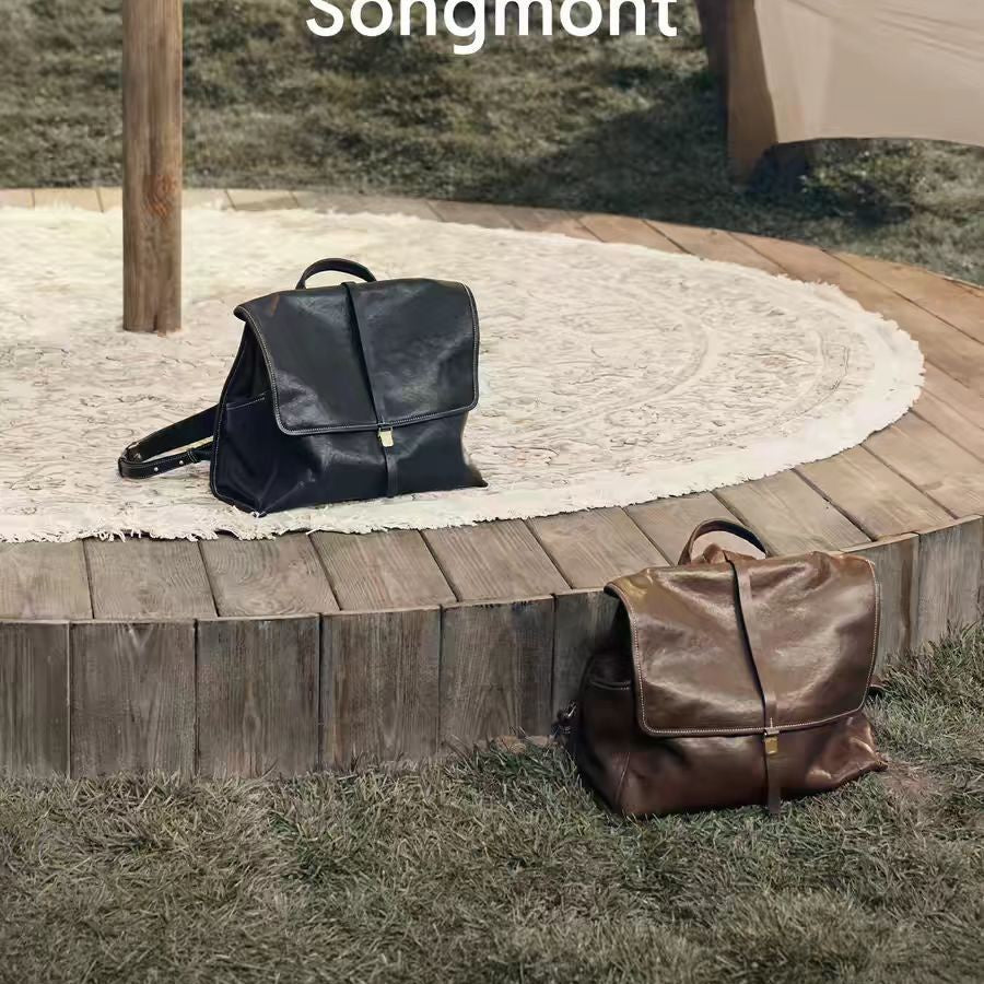 Large Capacity Vegetable Tanned Sheepskin Lightweight Backpacks