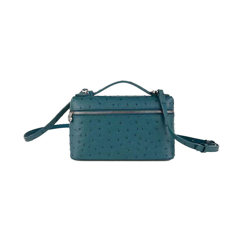 Women's Layer Cowhide Ostrich Grain Lunch Box Genuine Women's Messenger Bag
