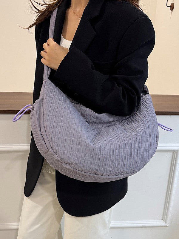 Women's Good-looking Design Striped Pleated Dumpling Lightweight Women's Messenger Bag
