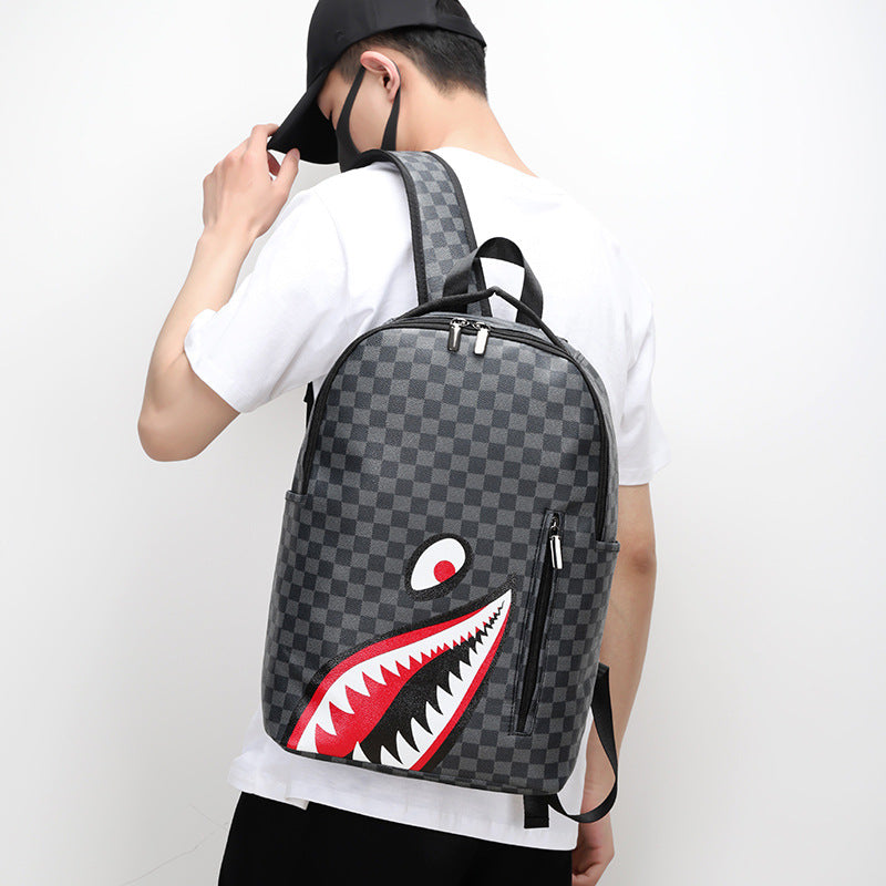 Men's Shark Print Business Large Capacity Campus Bags