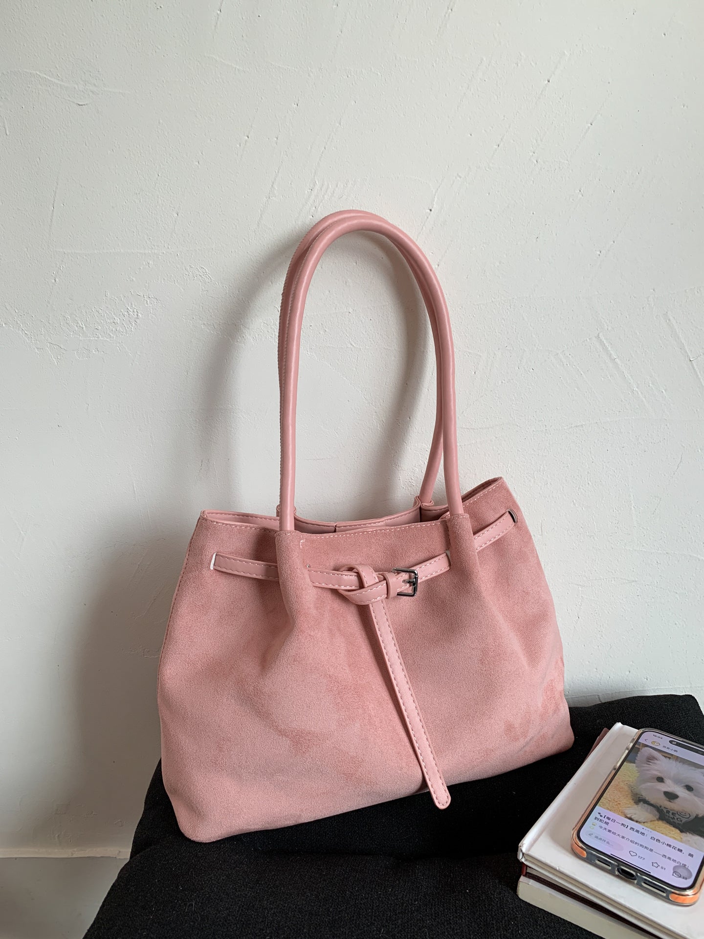 Women's Retro Suede Commuter Portable Boston Shoulder Bags