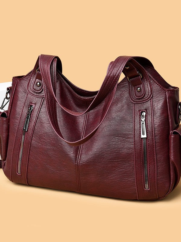 Women's High Quality Retro Rivet Large Capacity Commuter Handbags