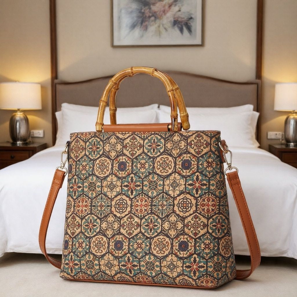 Women's Retro Ethnic Style Cork Printed Tree Bags