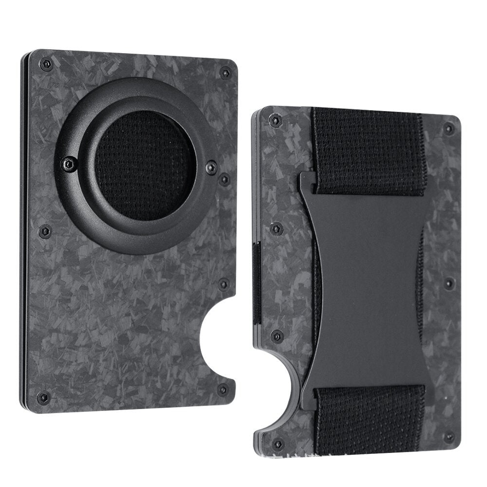 Carbon Fiber Pattern Swiping Aluminum Alloy Clamp Card Holder