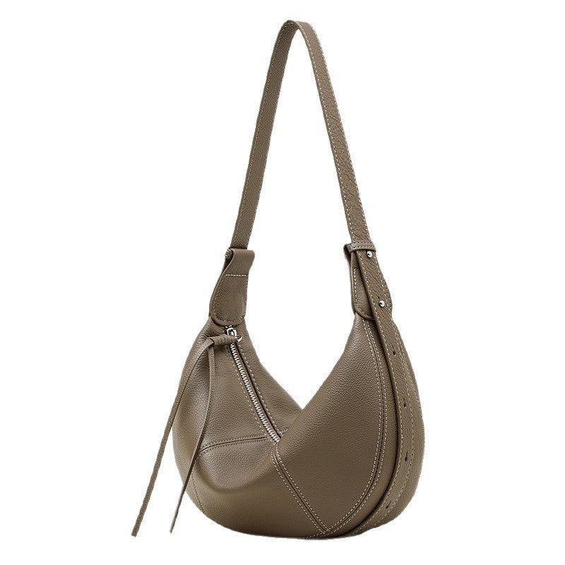 Women's Natural Drop Leather Dumpling Lightweight Simple Fashionable Shoulder Bags