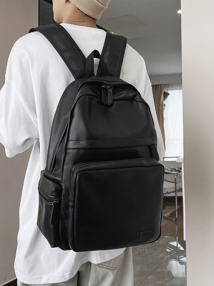 Men's Fashion Leather Computer Large Capacity Simple Leisure Backpack