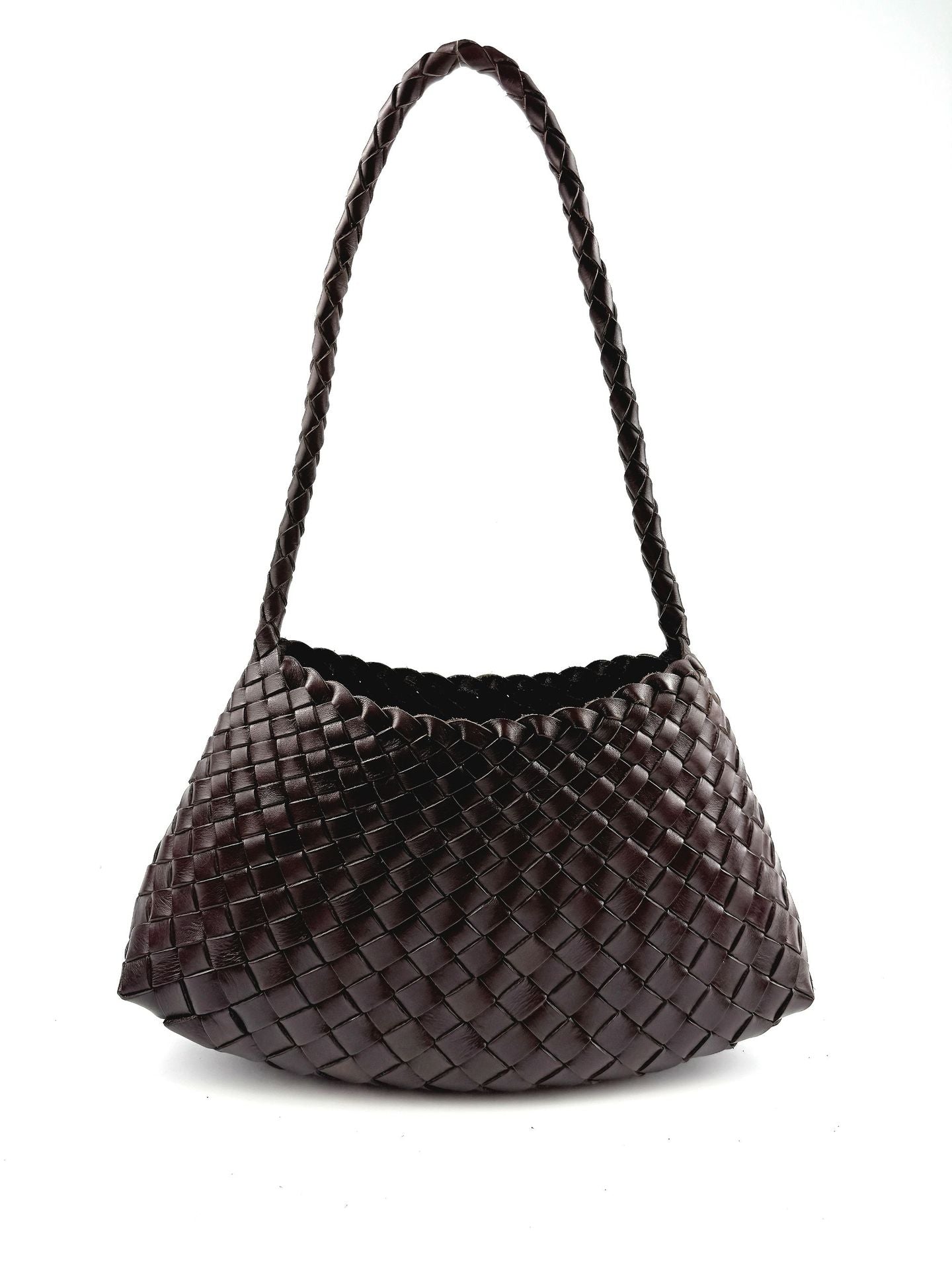 French Woven Vegetable Basket Imported First Layer Cowhide Underarm Bag