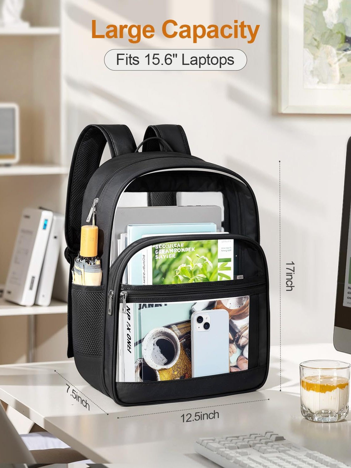Women's & Men's Transparent Waterproof Rucksack Large Capacity Bags