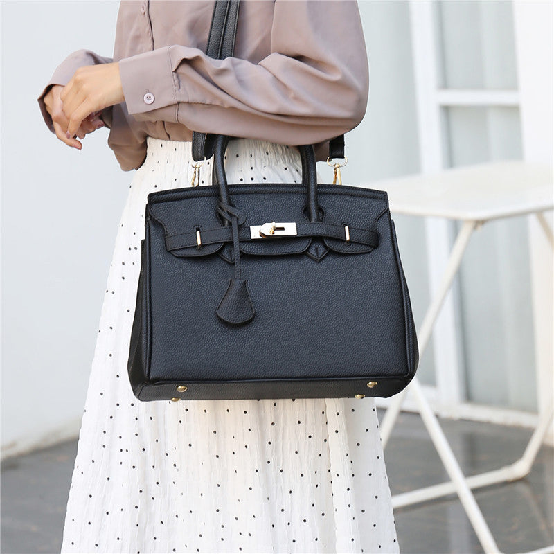 Women's Litchi Pattern Solid Color Fashion Women's Handbag