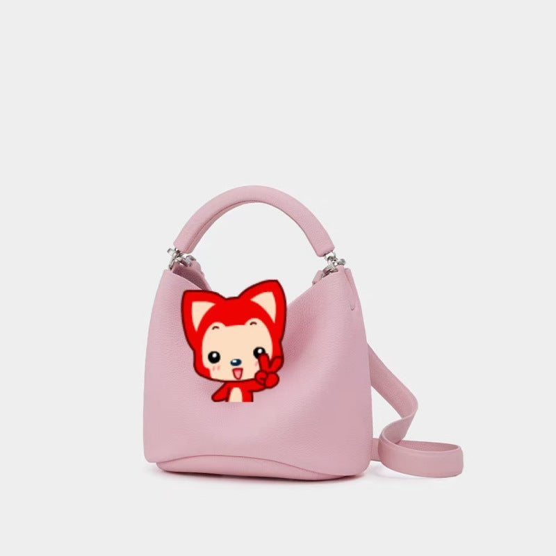 Women's Pig Large Sizes Design One White Bucket Bag