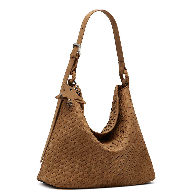 Women's Suede Frosted Woven Large Capacity Commute Women's Shoulder Bag