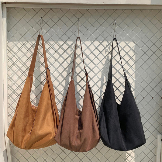 Suede Niche Retro Dumpling Large Capacity Bags
