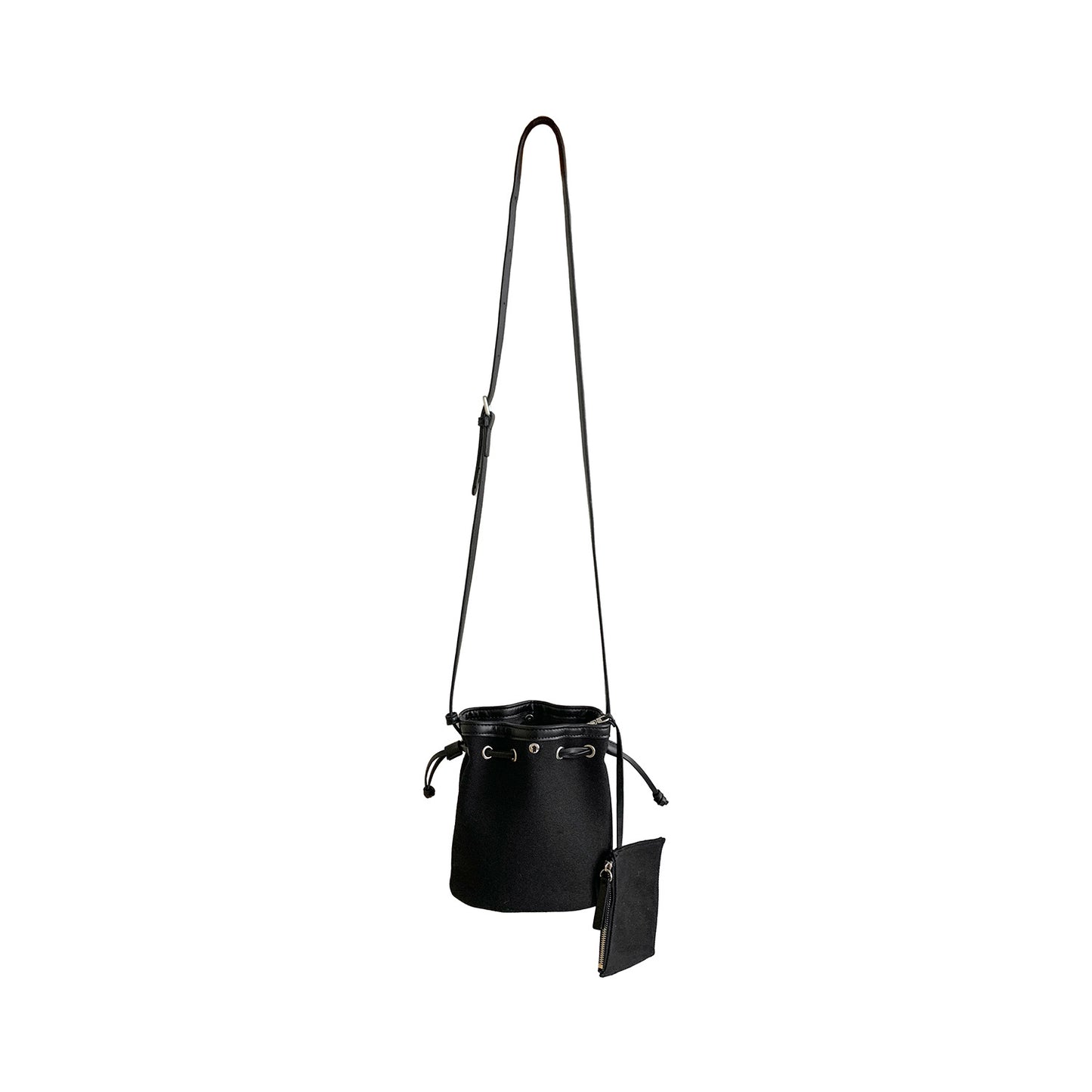 Women's Drawstring Ruffle Canvas Stitching High-grade Niche Bucket Bags