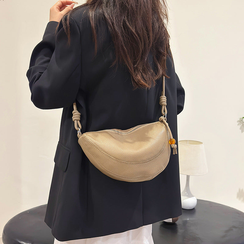Cowhide Underarm Light Luxury Texture Croissant Simple Women's Shoulder Bag