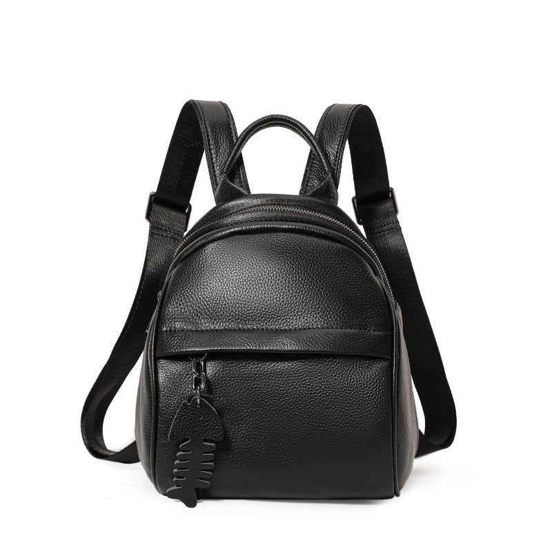Women's Lightweight Soft Leather Simple Commuter High Sense Large Backpacks