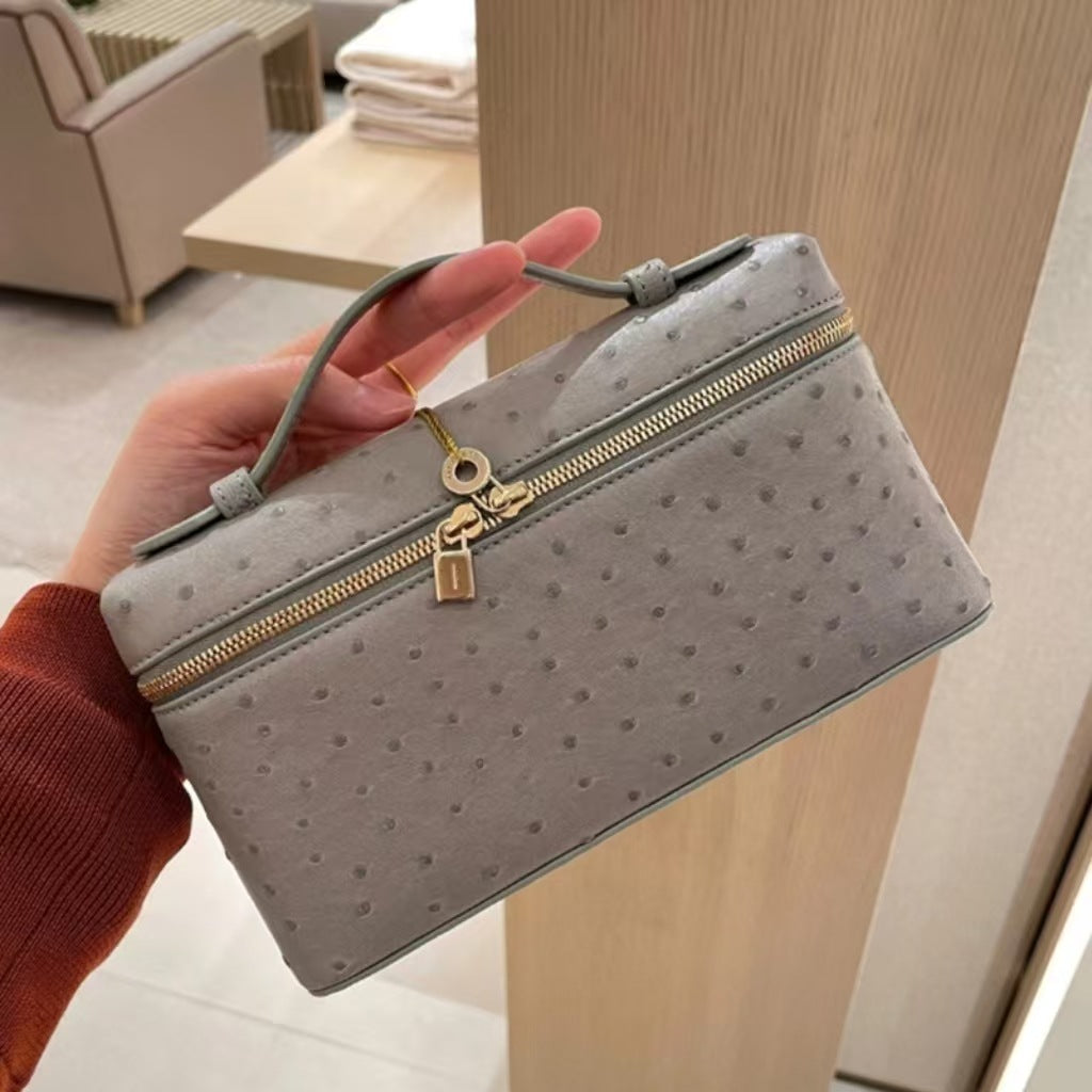 Outside Leather Ostrich Grain Cowhide Lunch Women's Handbag