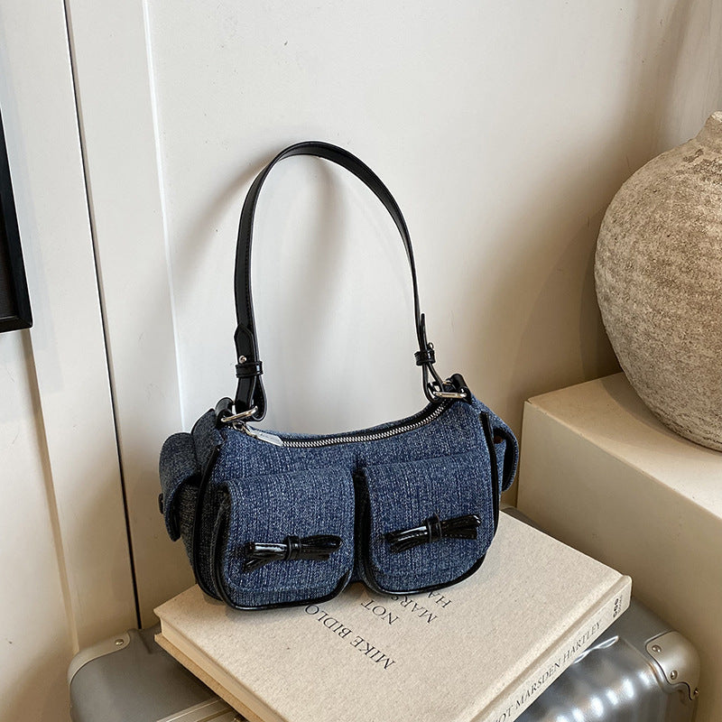 Women's Super Popular Niche Denim For Fashion Color Contrast Carrying Bags