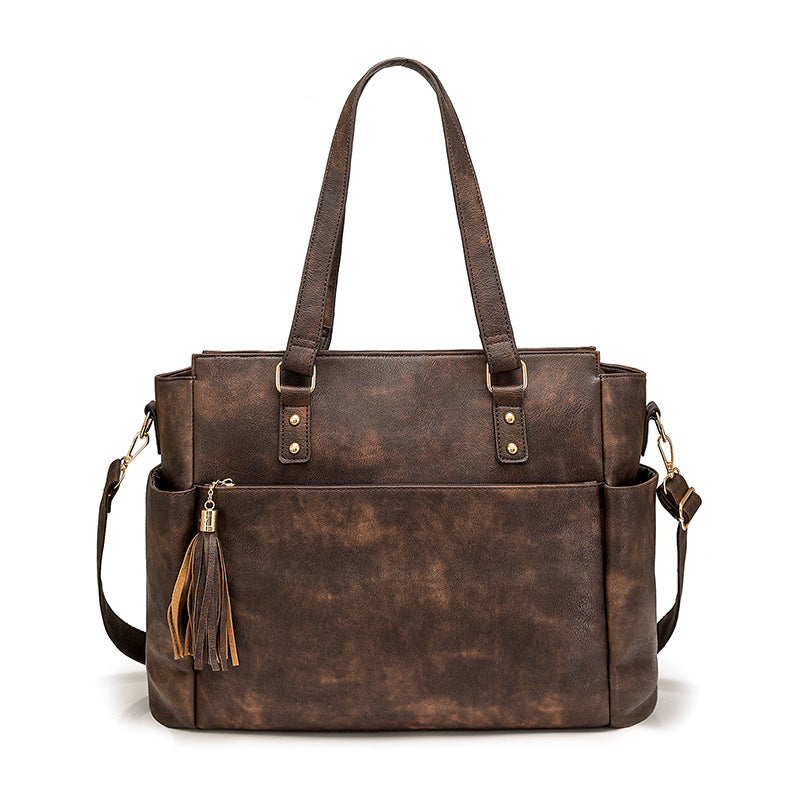 Women's Fashion Large Capacity Tassel Zipper Mother Women's Handbag