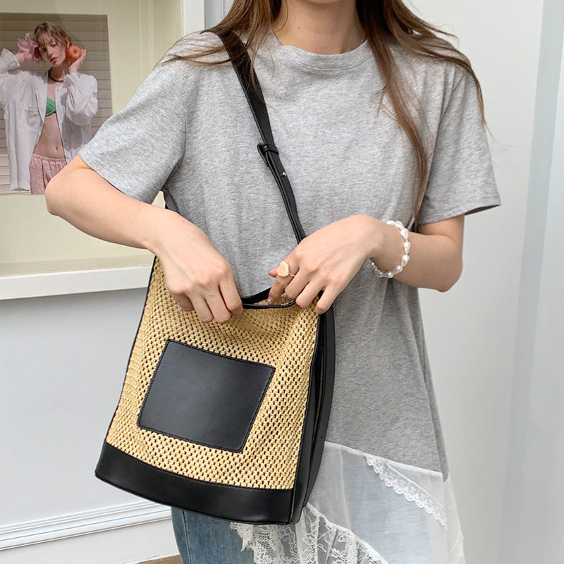 Women's Edge Vacation Straw Korean Fashion Simple Woven Large Shoulder Bags