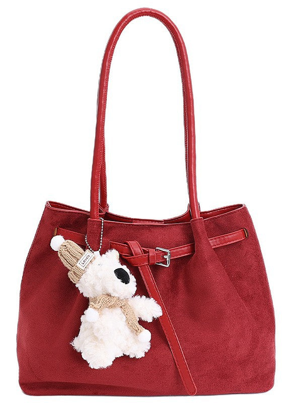 Women's Retro Suede Commuter Portable Boston Shoulder Bags