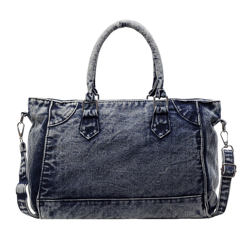 Women's Retro Washed Denim Summer Large Capacity Versatile Tote Bag