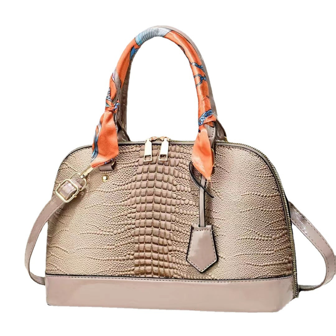 Women's Shell Big Crocodile Pattern Fashion Bright Handbags