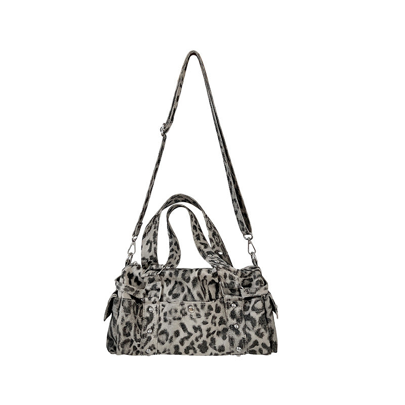 Niche Leopard Print Vintage Hot Large Capacity Fashion Underarm Bag