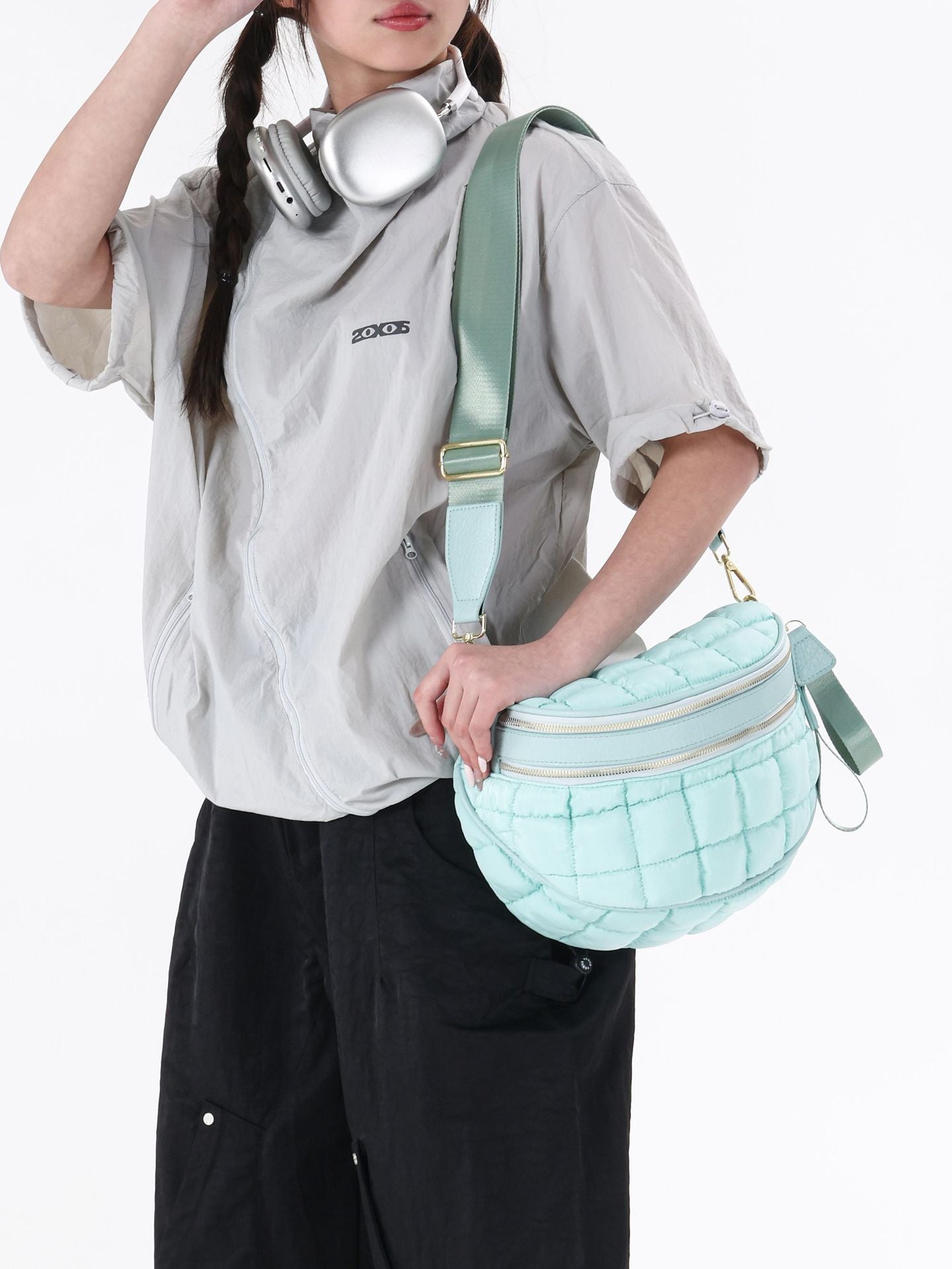 Women's Wind Cotton Clothes Bubble Fashion Large Shoulder Bags